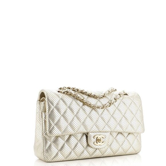 Chanel Classic Double Flap Bag Quilted Perforated Lambskin Medium Gold - Picture 3 of 8